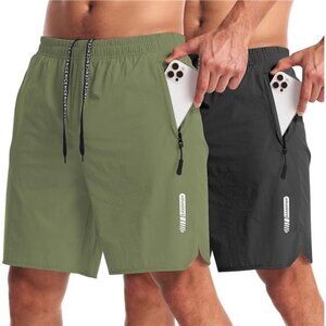 2 Pack Mens Athletic Shorts 7 inch Inseam Quick Dry Lightweight Shorts